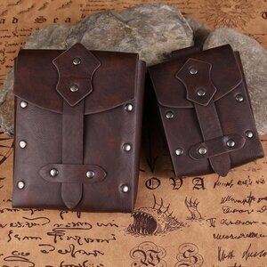 2 Pieces Medieval Faux Leather Studded Belt Pouch